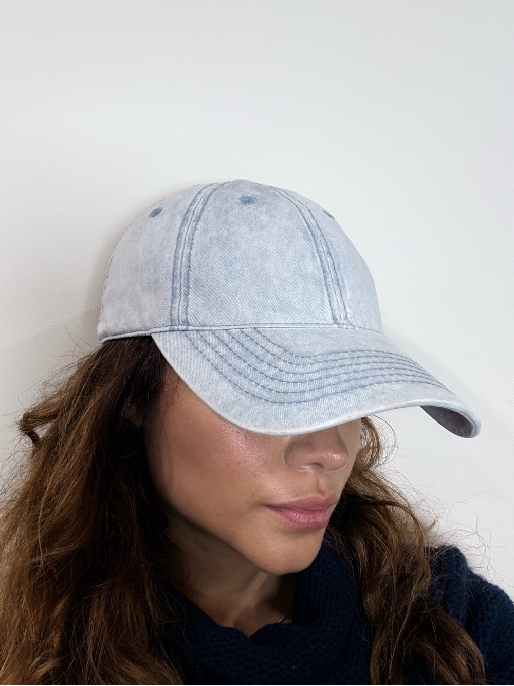 🔥Washed Light Blue Baseball Cap - Womens Casual Hat EUC🔥
